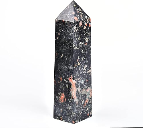 Miniatura 2 de JIC Gem Varitas grandes de cristal de flor de ciruelo de jade para obelisco de cristal curativo, torre de cristal, varita de punto de cuarzo negro,