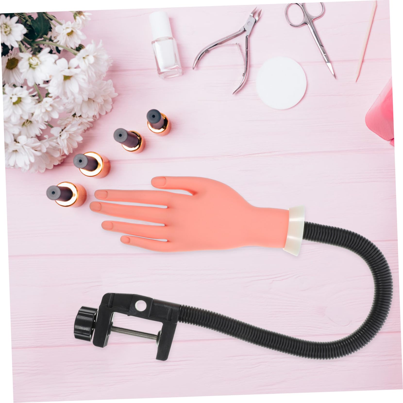 Homoyoyo Mano Flessibile in Plastico per Manicure con 100 Pezzi Tips Unghie Finte, Pratica e Comoda per Artisti e Principianti Nail Art