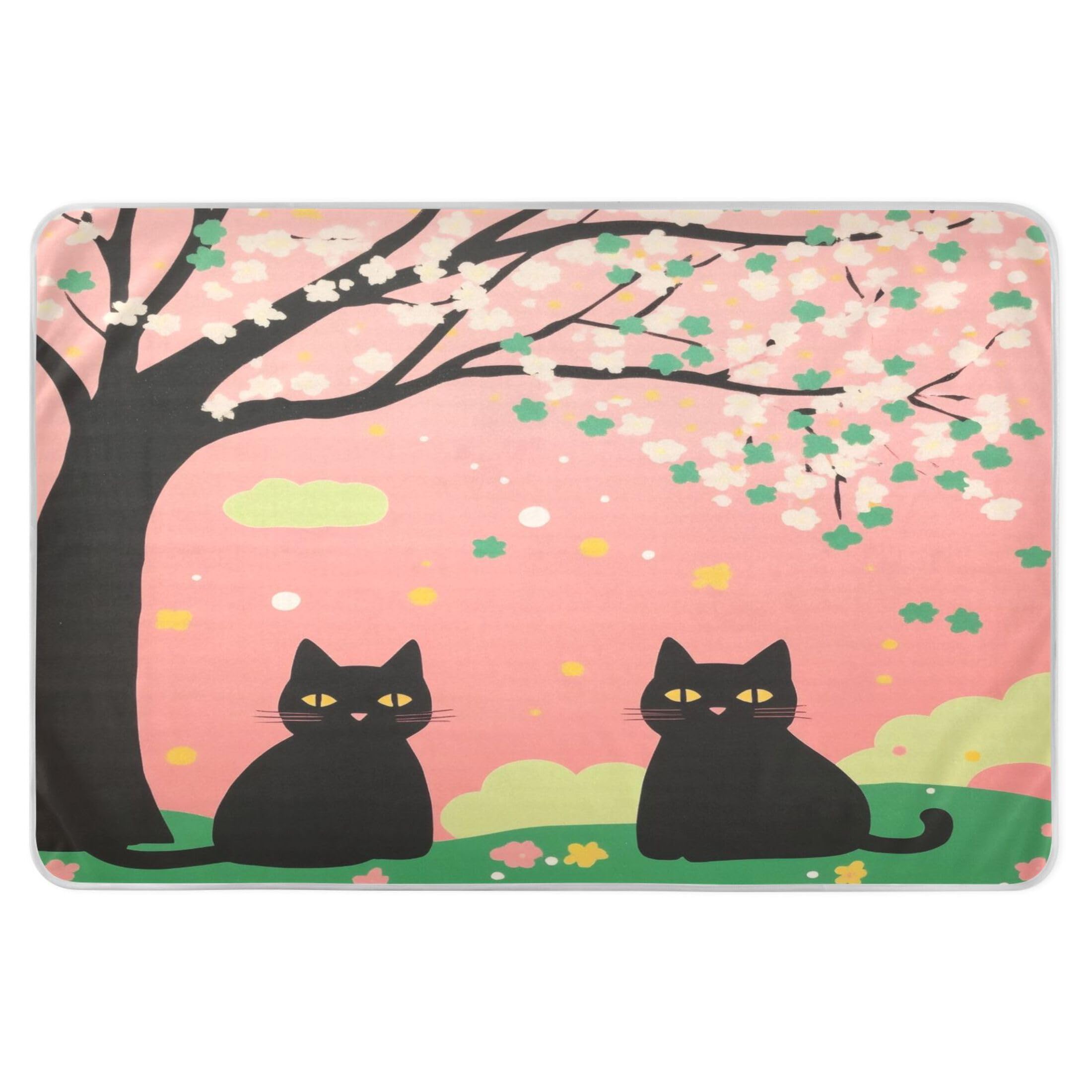 Takiito Black Cats Under Tree Bed Pad Reusable Bed Underpad Washable Waterproof Leak-Proof Quick Dry Incontinence Pee Pad for Toddlers Kids Adults Pets 34x52 in