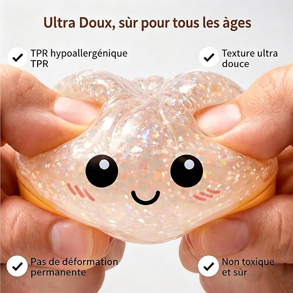 Dumplings Squishy, Glitter Squishy Dumpling Mystery, Glitter Rainbow Dumplings Squishiest avec Visage,Stress & Anxiety Relief Toys Géant Relief Sensory Ball Soft Squeeze Sensory Toys (Random-2packs) - 4