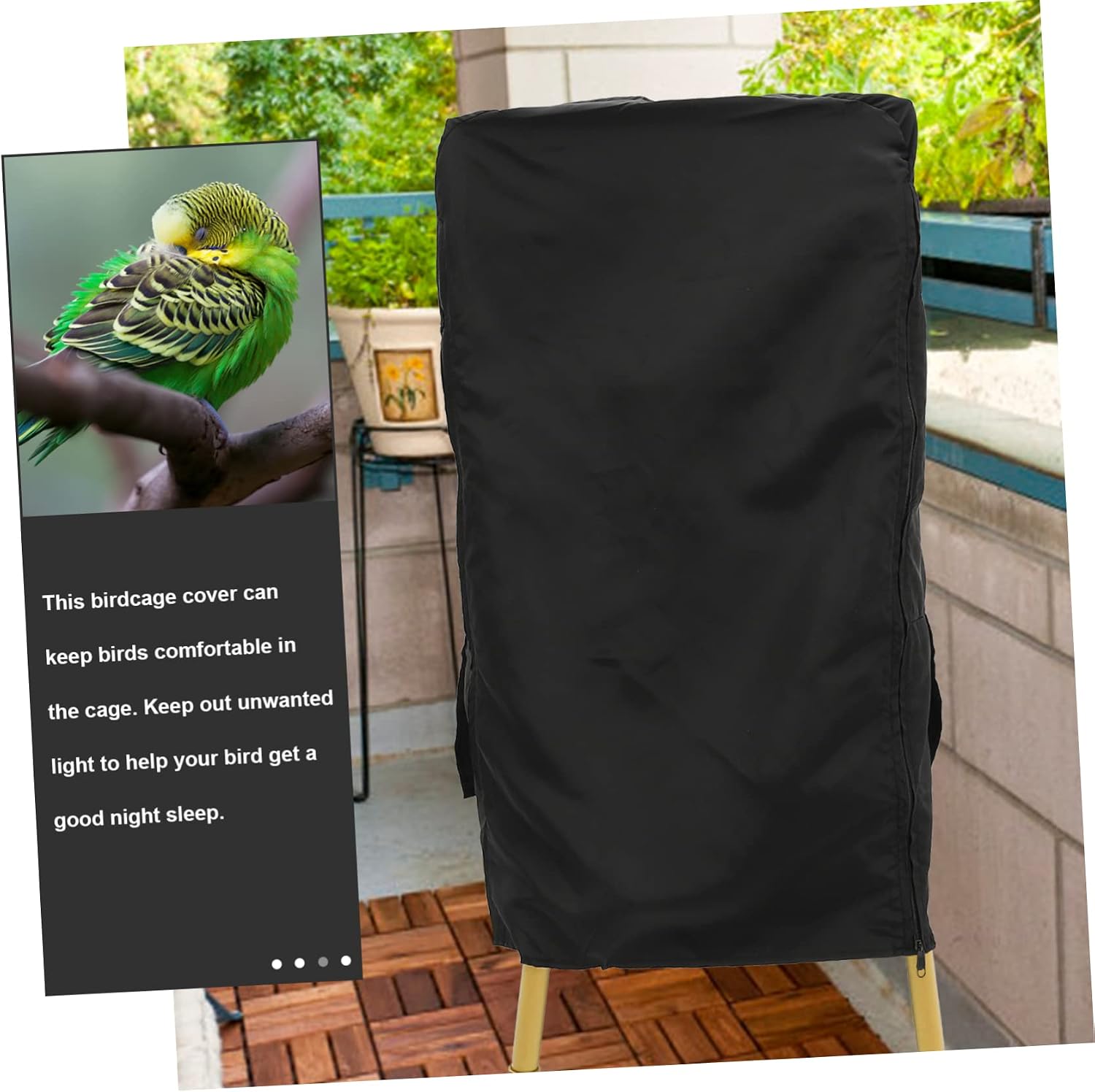 Toyvian Birdcage Cover Black Polyester Bird Cage Protector Windproof Cold Resistant Breathable Parakeet Cage Cover for Quiet Comfortable Pet Environment