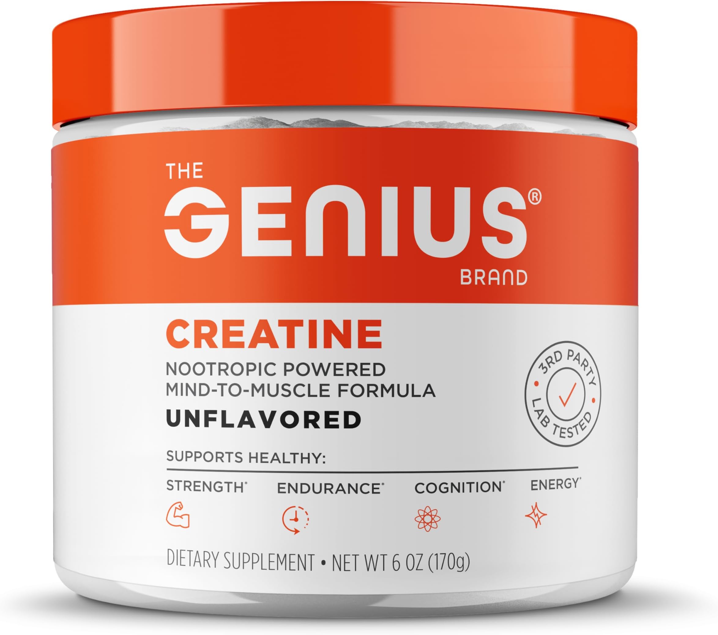 Genius Creatine - Ultra Pure Creatine Monohydrate Plus Nootropics Including Beta Alanine and Astragin for Improved Absorption, Strength, and Performance - Unflavored, 25 Servings