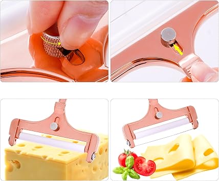 Stainless Steel Wire Cheese Slicer, Adjustable Thickness Cheese Cutter for Soft, Semi-Hard Cheeses Kitchen Cooking Tool