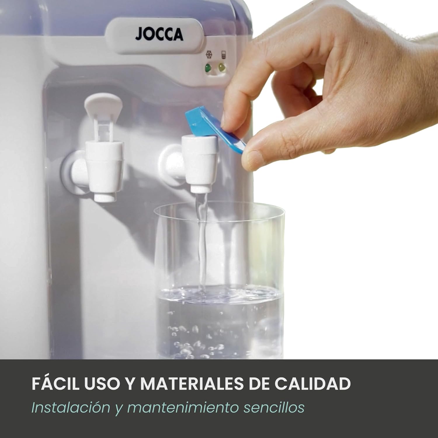 Hand dispensing water from the Jocca water dispenser
