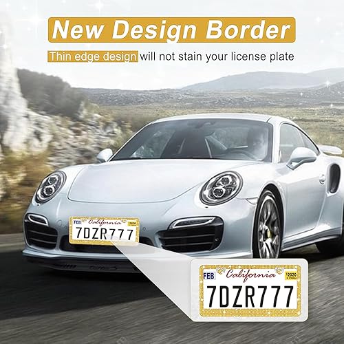 Vista 56 de Amiss Marco de matrícula brillante para mujer, 2 unidades de diamantes de imitación hechos a mano de cristal de acero inoxidable de alta calidad