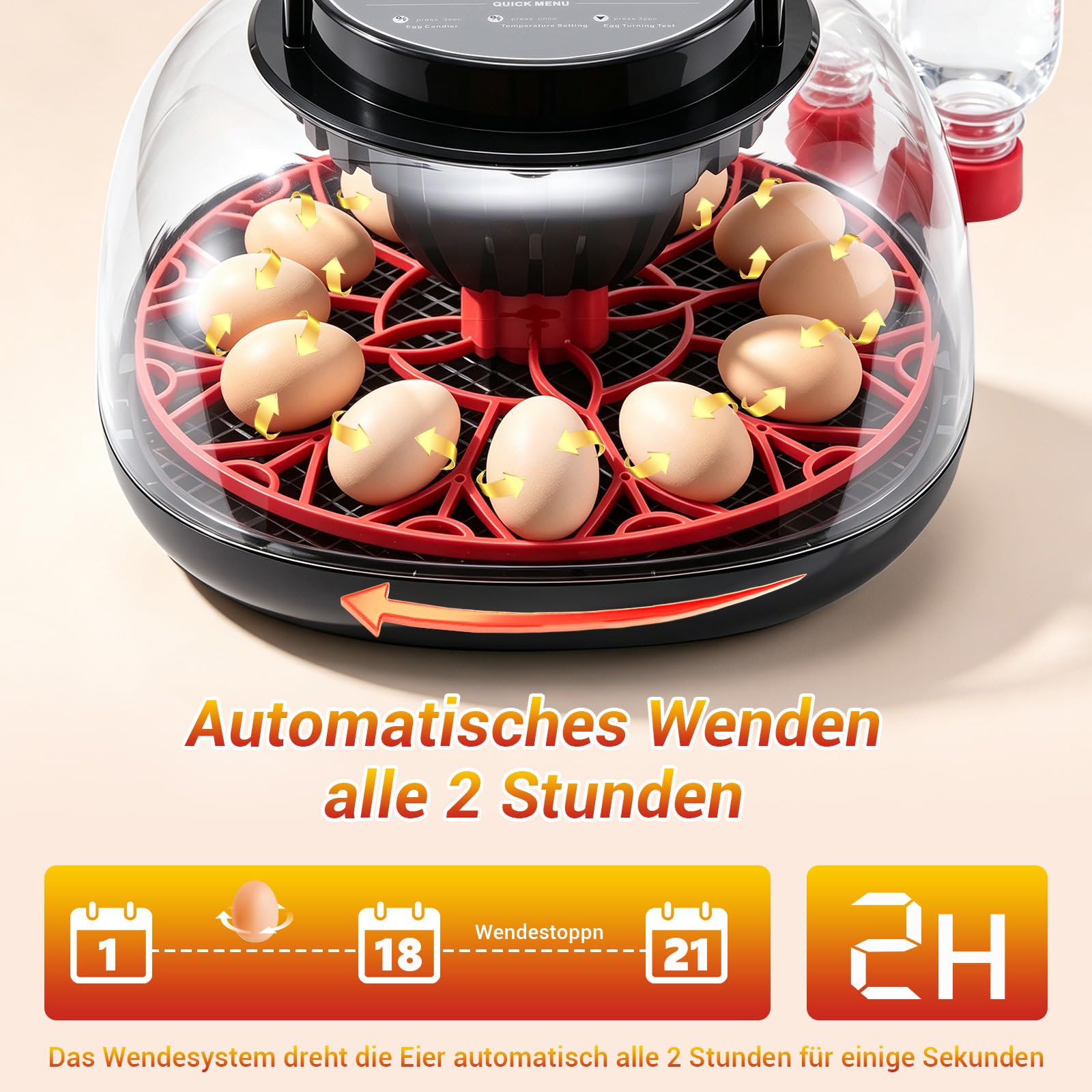 Brutautomat Vollautomatisch für 12 Eier, Digitaler Inkubator