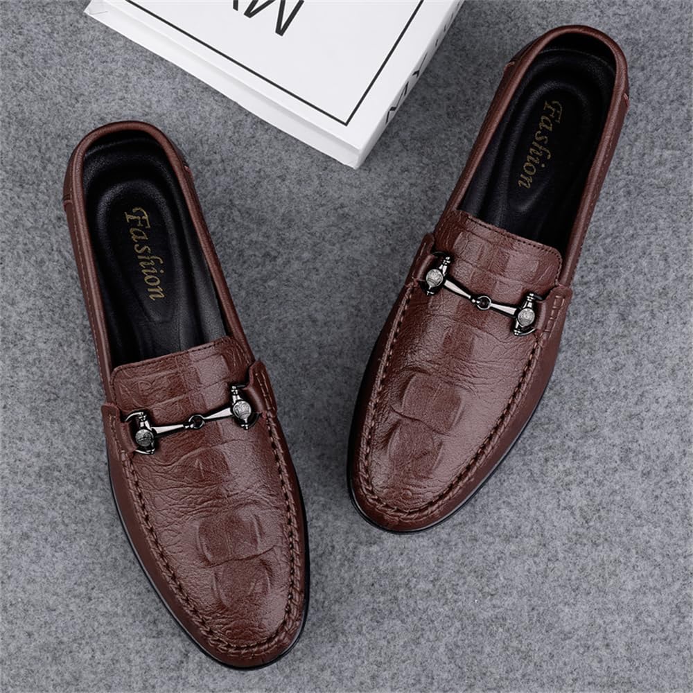 Mocasines de vestir de piel auténtica para hombre, mocasines casuales de moda para uso diario, Brown, 41 1/3 EU