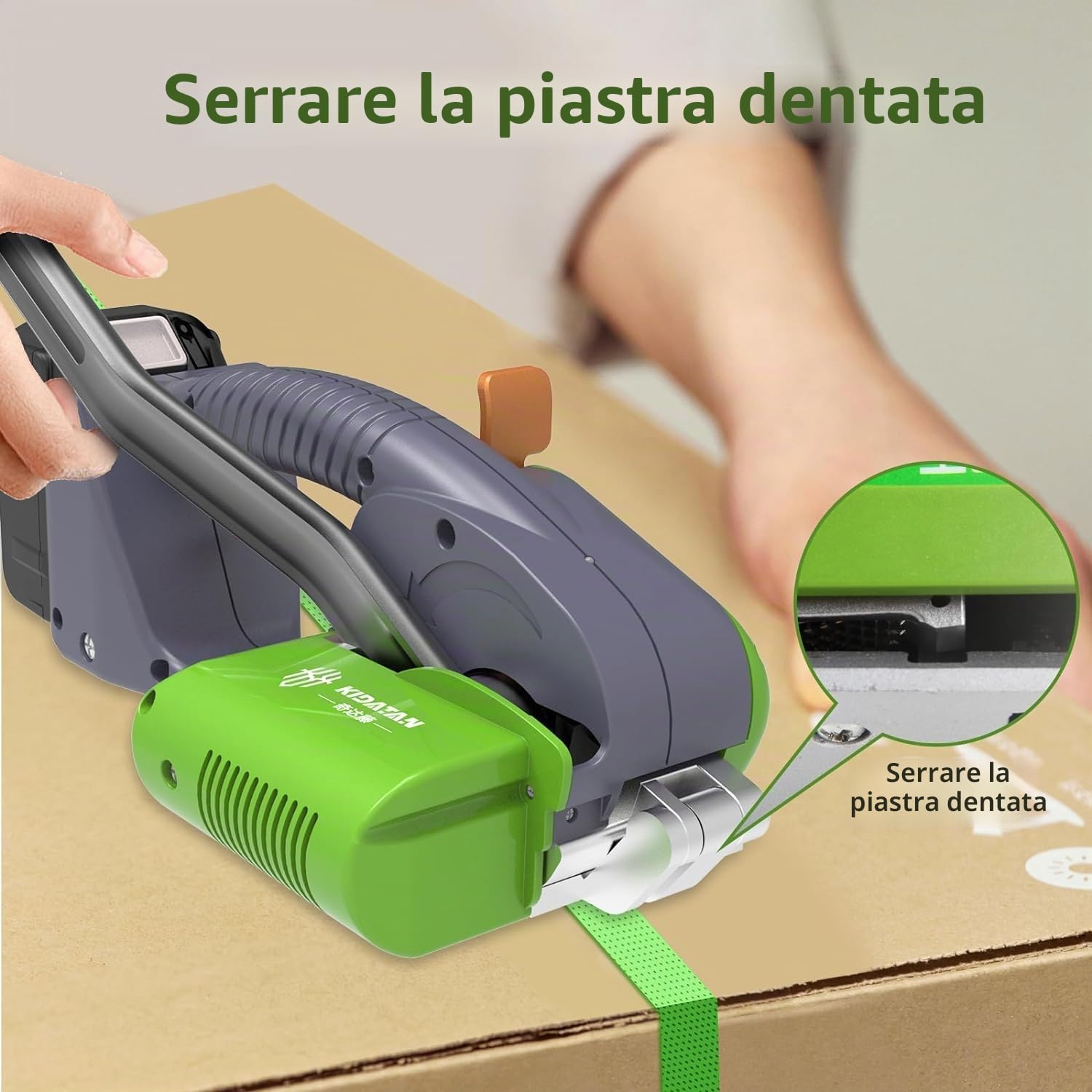 Reggiatrice GOYOJO con Batteria 3000mAh Senza Sottofascia per Nastri in PP e PET larghi 1/2 Pollice e 5/8 Pollice per la Tensione del Nastro di Imballaggio in Plastica