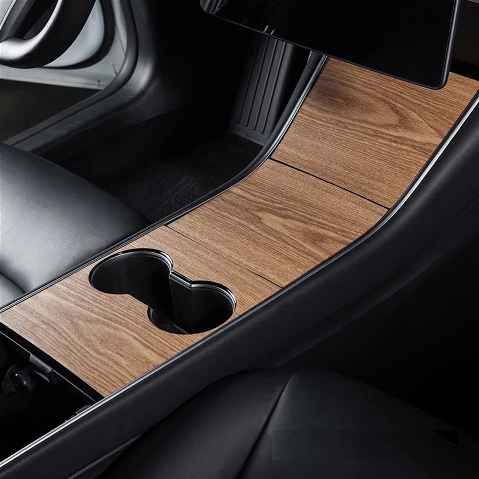 Car Center Console Wrap Sticker Wood Grain Accessories for Tesla Model 3 Y 2020 Self-Adhesive