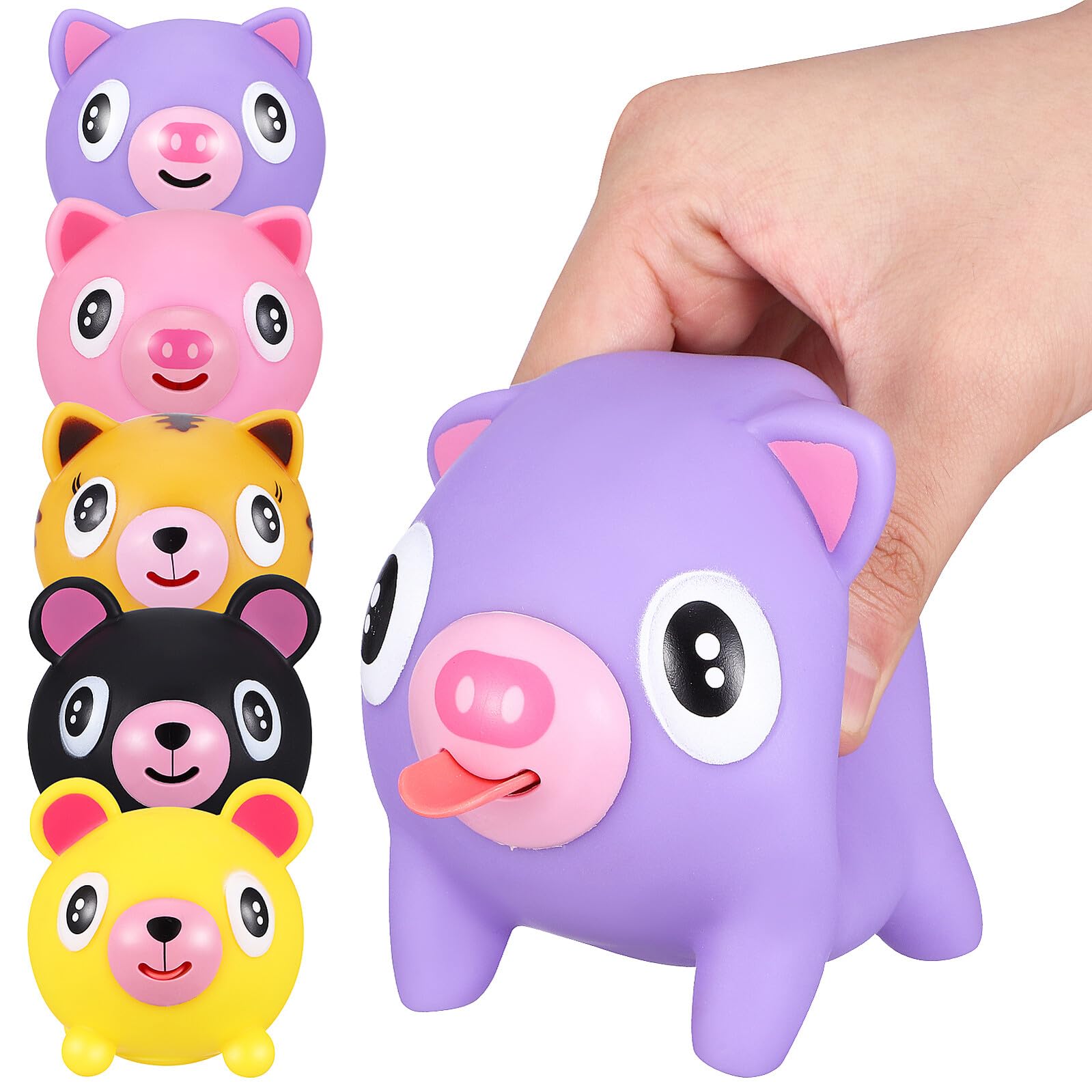Jouet Anti Stress à Presser 5 Pièces en PVC Cochon Ours