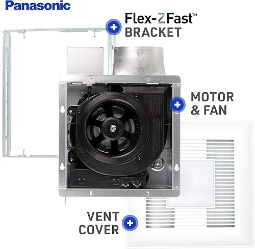 Miniatura 4 de Panasonic WhisperValue FV-0810VSSL1 - Extractor de baño de doble velocidad para montaje en techo/pared con luz LED, 30 a 100 CFM