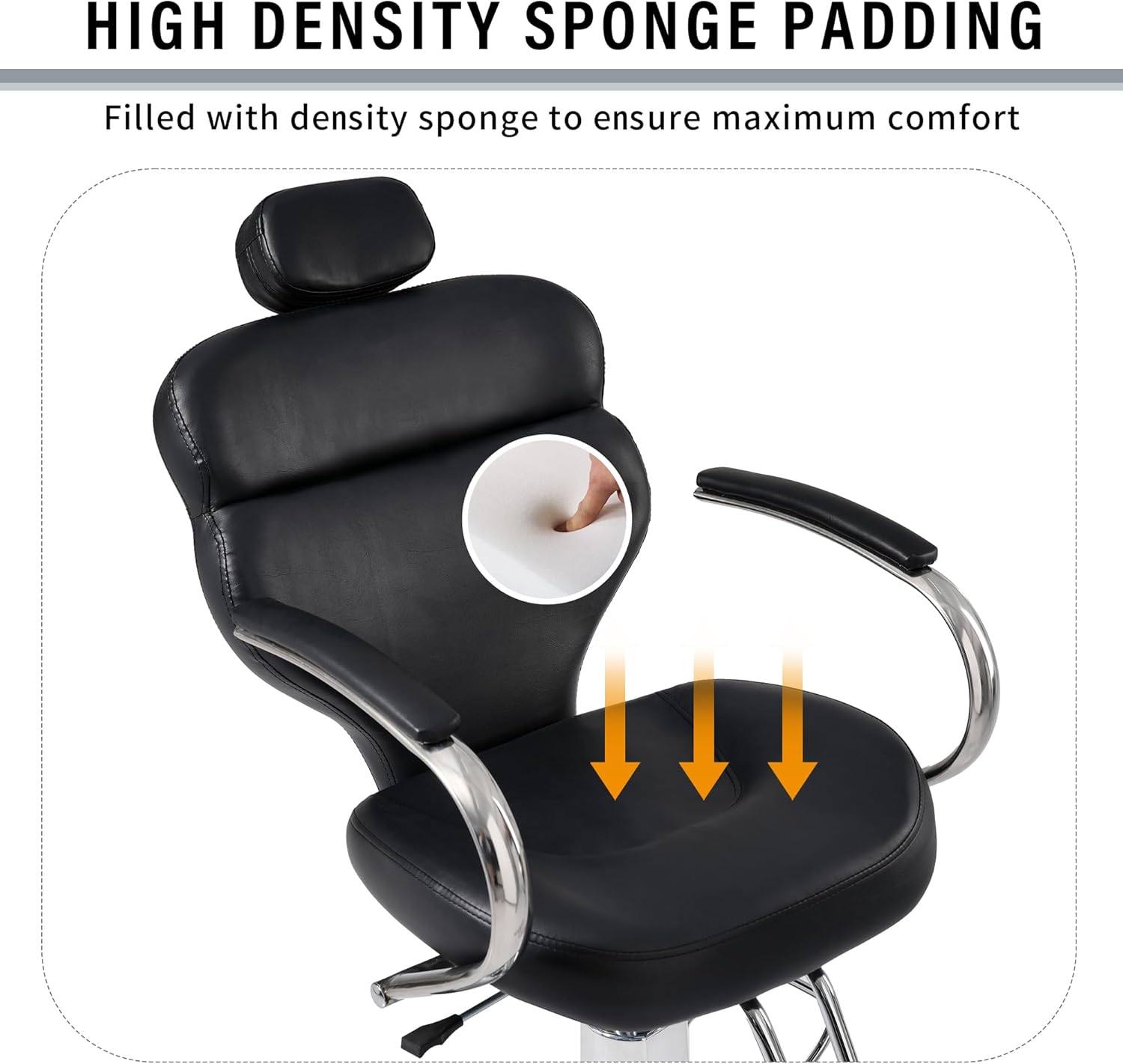 Reclining Barber Chair Salon Chair for Hair Stylist, Heavy Duty Hydraulic Pump Barber Chair Seat Height 41-46", 360° Rotation, Tattoo Chair Shampoo Beauty Salon Equipment For Barber Hair Shop