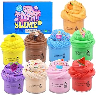 Super Clay Slime DIY Soft & Squishy Clay Scented Slime Sensory Clays, Moldable Modeling Clays Kit, Super Soft Non-Sticky,Stress Relief Toy for Adult, Party Favors and Birthday Gifts (9pcs)