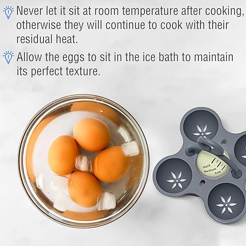 Vista 5 de Esie Houzie Temporizador de huevos para hervir huevos duros, medianos y suaves, cambia de color cuando se termina, soporte para 4 huevos, fácil