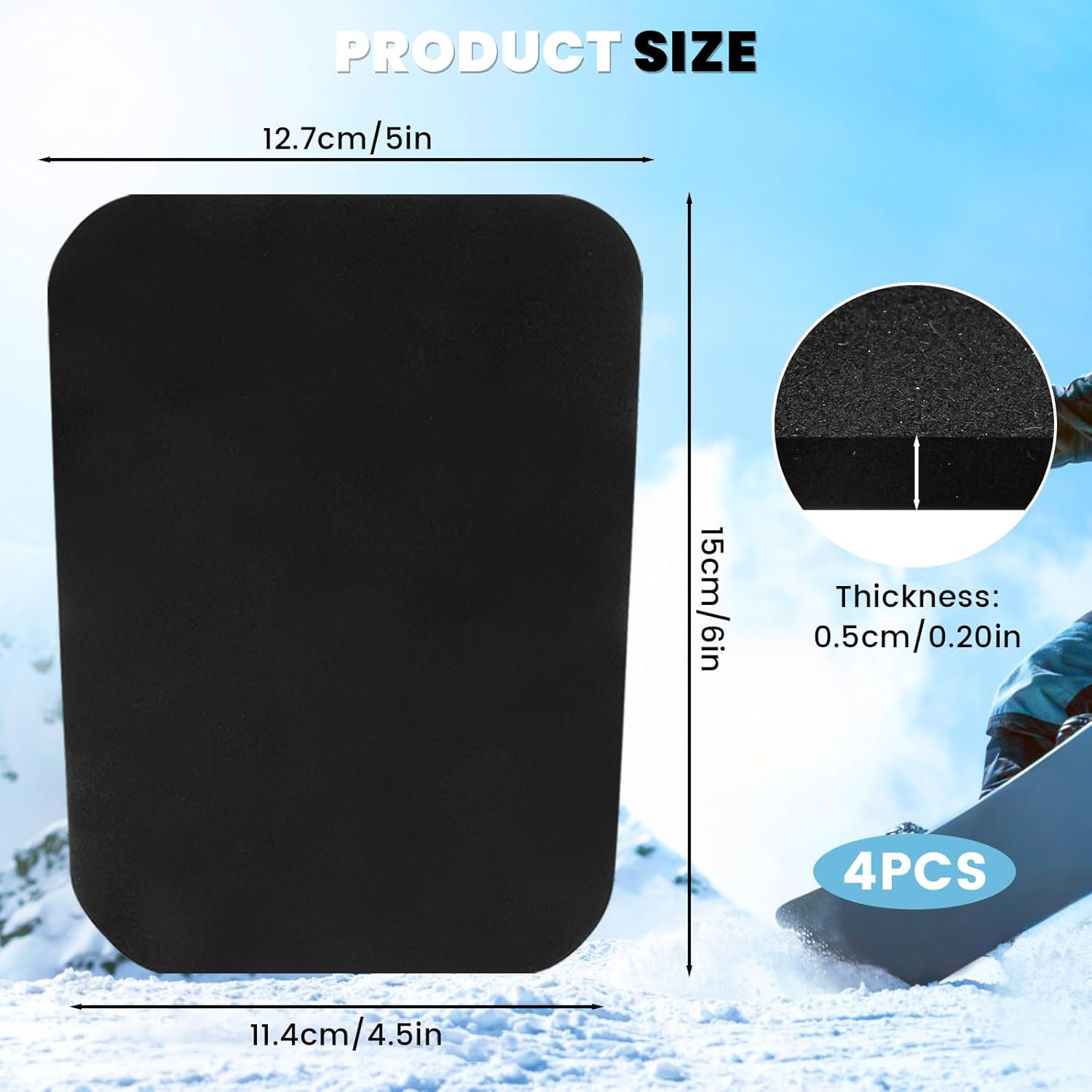 4 Pcs Snowboard Shin Pads, Thinkened Ski Shin Guards, Cuttable Ski Shin Pad, Sports Ski Guards for Ski Boot Liner - Image 2