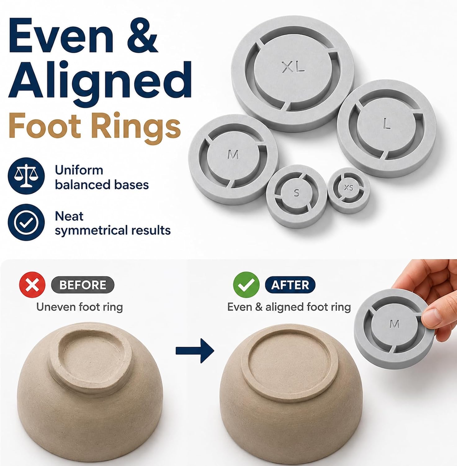 Pottery Foot Ring Tool,5 Pack Ceramic Base Aligner Press Template