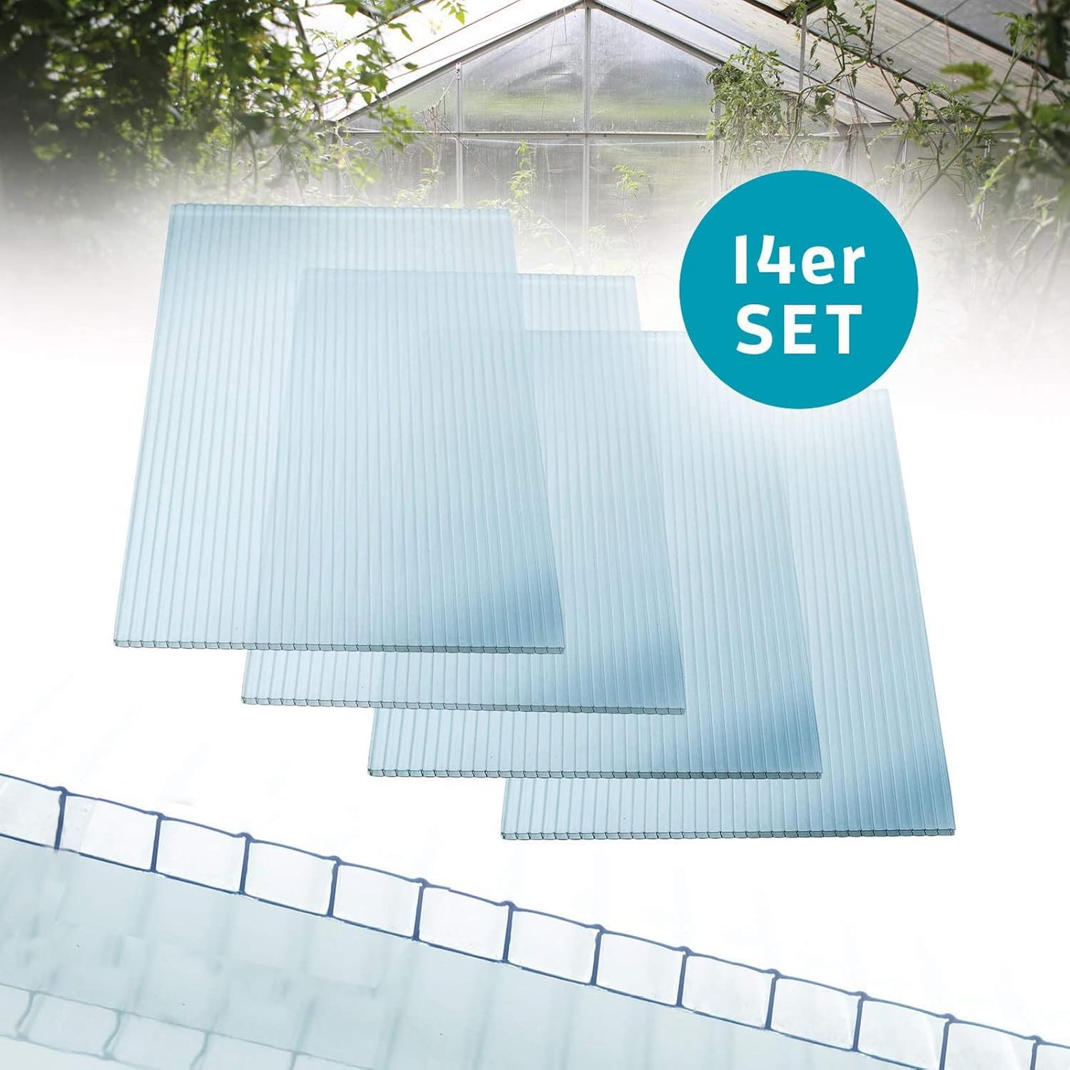 2' X 4' 20 Pcs Polycarbonate Greenhouse Panels 0.16'-thickness Twin-Walled Polycarbonate Sheets, Clear, Waterproof and UV-protected Shatterproof Board, Panels for Outdoor, Plant Stand Roof, Greenhouse