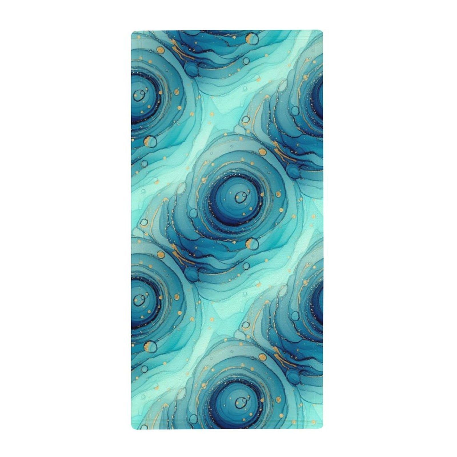 Anceky Luxury Guest Face Towels, Blue Trippy Marble Soft Absorbent Hand Towels for Hotels, Bathrooms & Spa Decoration