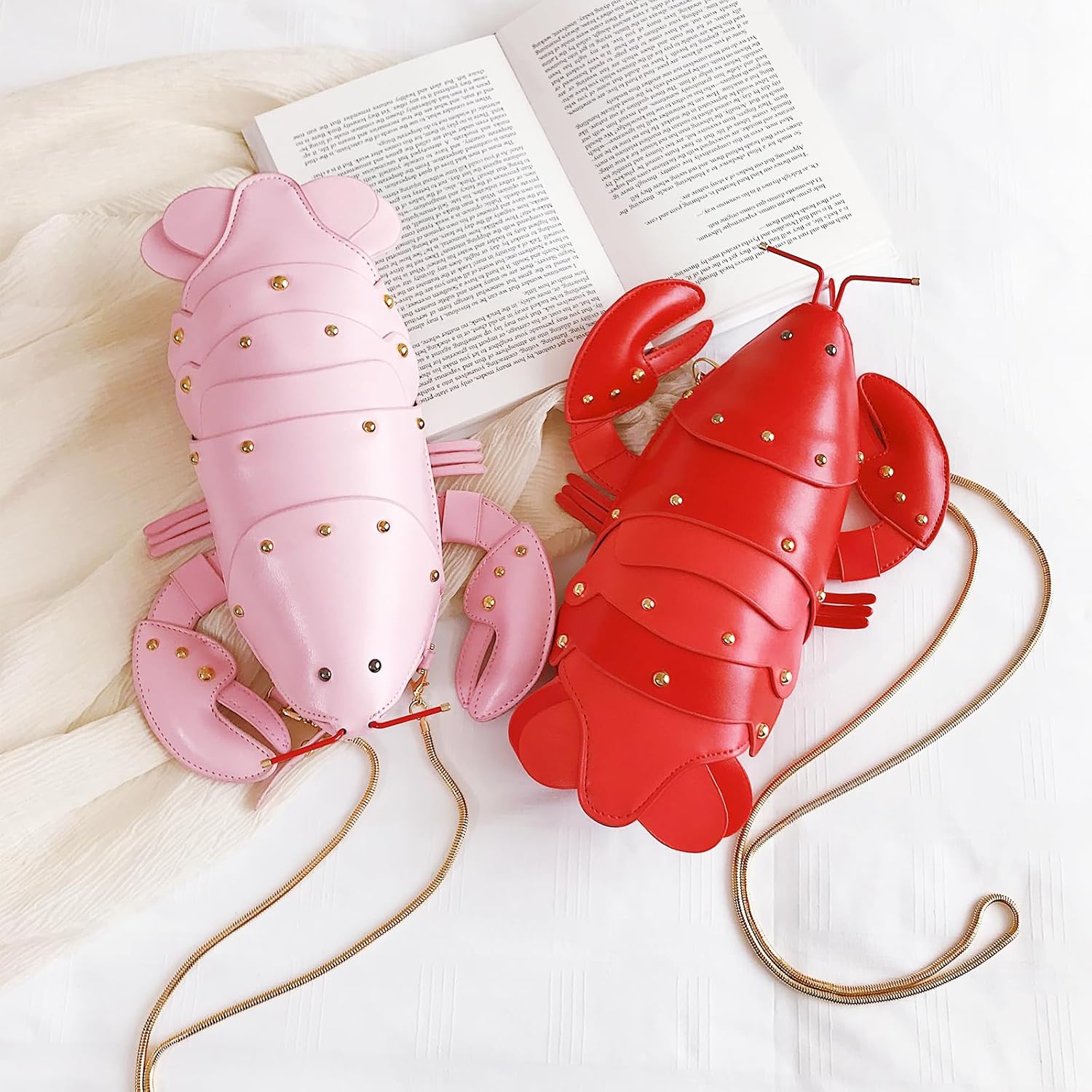 GOKTOW Lobster Coin Purse, Novelty Purse,Unique Purses for Women,Fun 3D Stuffed Animal Handbag Shoulder Bag