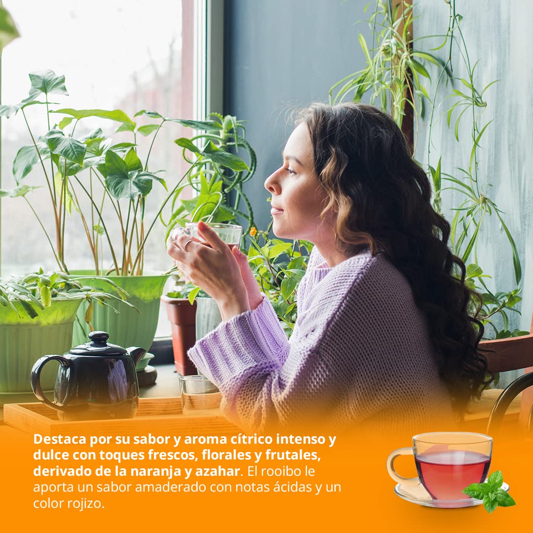 Viveza Cítrica Dulzura Infusión Rooibos con Naranja y Azahar Sin Teína Caja 15 Pirámides 37,5 gr