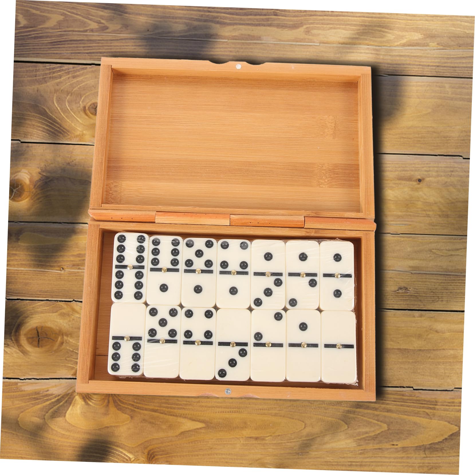ifundom Jeu de Dominos en Bois Vintage pour Adultes et Garçon et Filles Boîte de Dominos en Bambou Tuiles de Jeu Classiques Familial Présent Loisirs et Convivialité 1 Coffret
