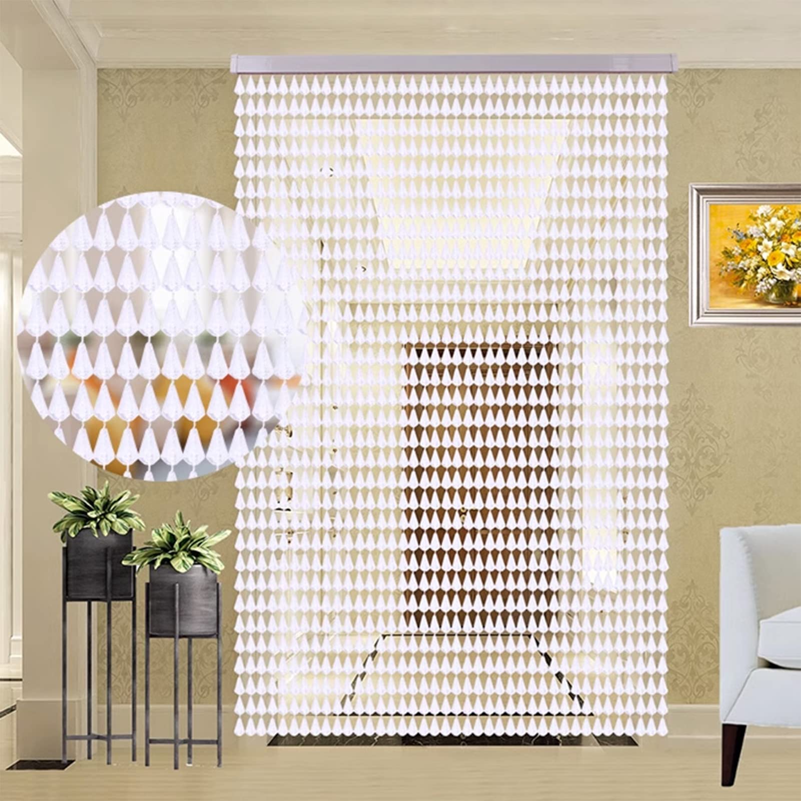 Koralikowa zasłona na drzwi do podziału pokoju 80x200cm - elegancka i dekoracyjna zasłona działowa - dekoracyjne koraliki do drzwi, nowoczesna ścianka działowa, dekoracja wewnętrzna