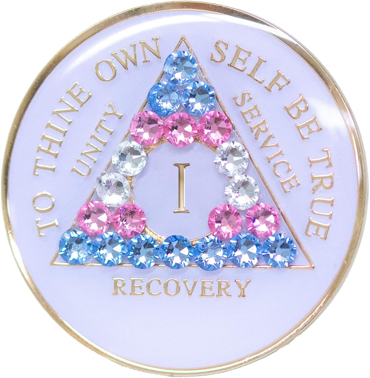 Sobriety Chip AA Transgender White Triplate LBGTQIA+ (1 Year)