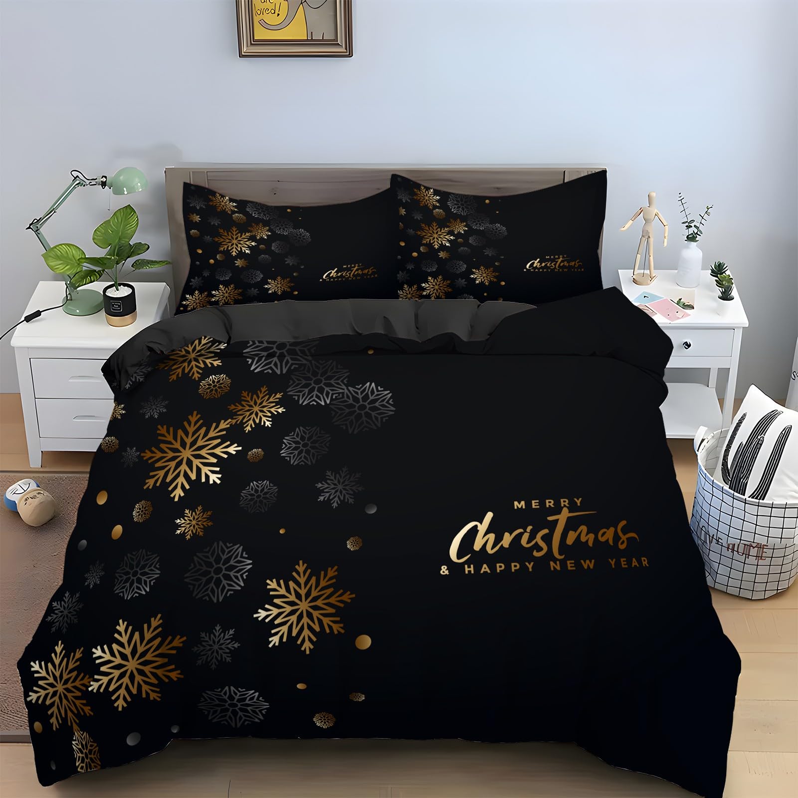 Parure de lit 90x190 Flocon de Neige en microfibre douce
