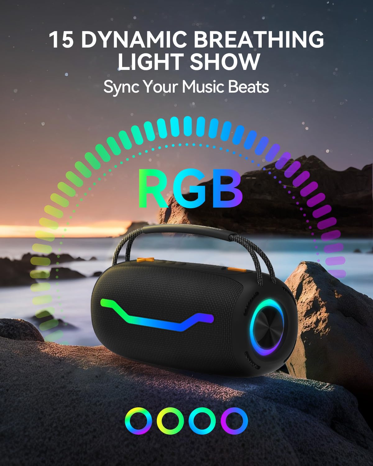 Tragbarer Bluetooth-Lautsprecher mit Licht, wasserdichte Karaoke-Maschine für Erwachsene und Kinder, lauter Klang und tiefer Bass, bis zu 8 Stunden Spielzeit, unterstützt Bluetooth/AUX/USB für
