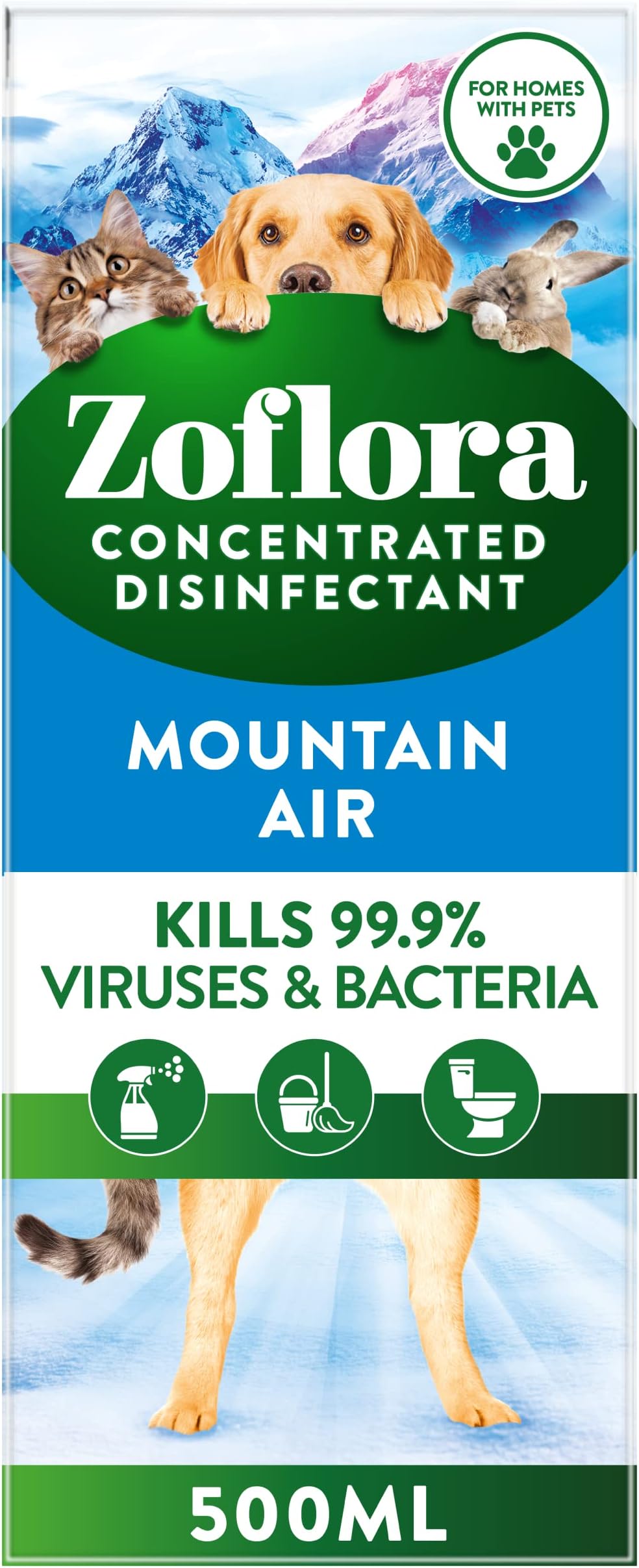 Mountain Air Concentrated Multipurpose Disinfectant Liquid, Antibacterial & Multi-Surface, Pet Safe Disinfectant, Kills 99.9% Of Bacteria & Viruses, 1 X 500 ml