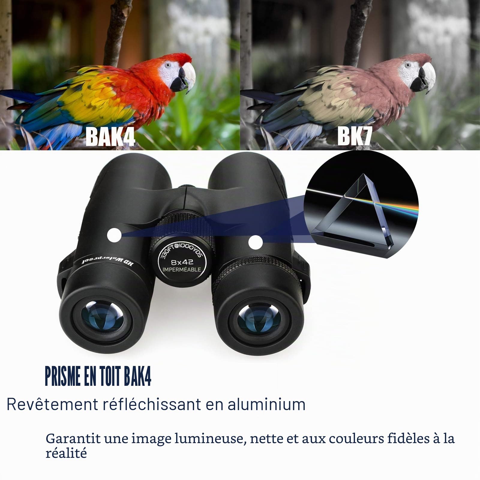 Svbony SV47 HD, Jumelles 8x42 BAK4 FMC Étanches Oiseaux | Observation Oiseaux Chasse, Jumelles 8x42 HD, Prisme BAK4, Lentille FMC Étanche et Sac de Transport