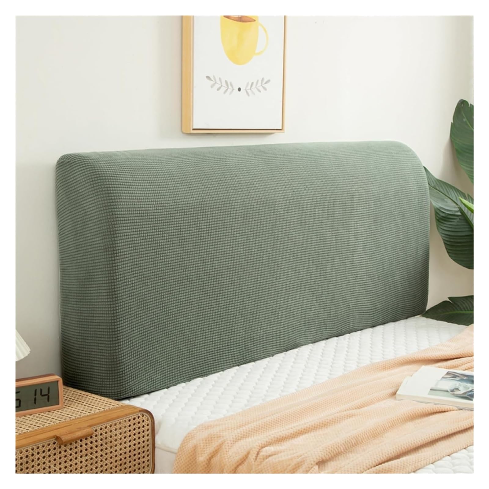 Velvet Headboard Slipcover for Queen Full Twin Cal King Size, Quilted Cover Thicken Dustproof Protector Elastic Decoration (Color: Green, Size: