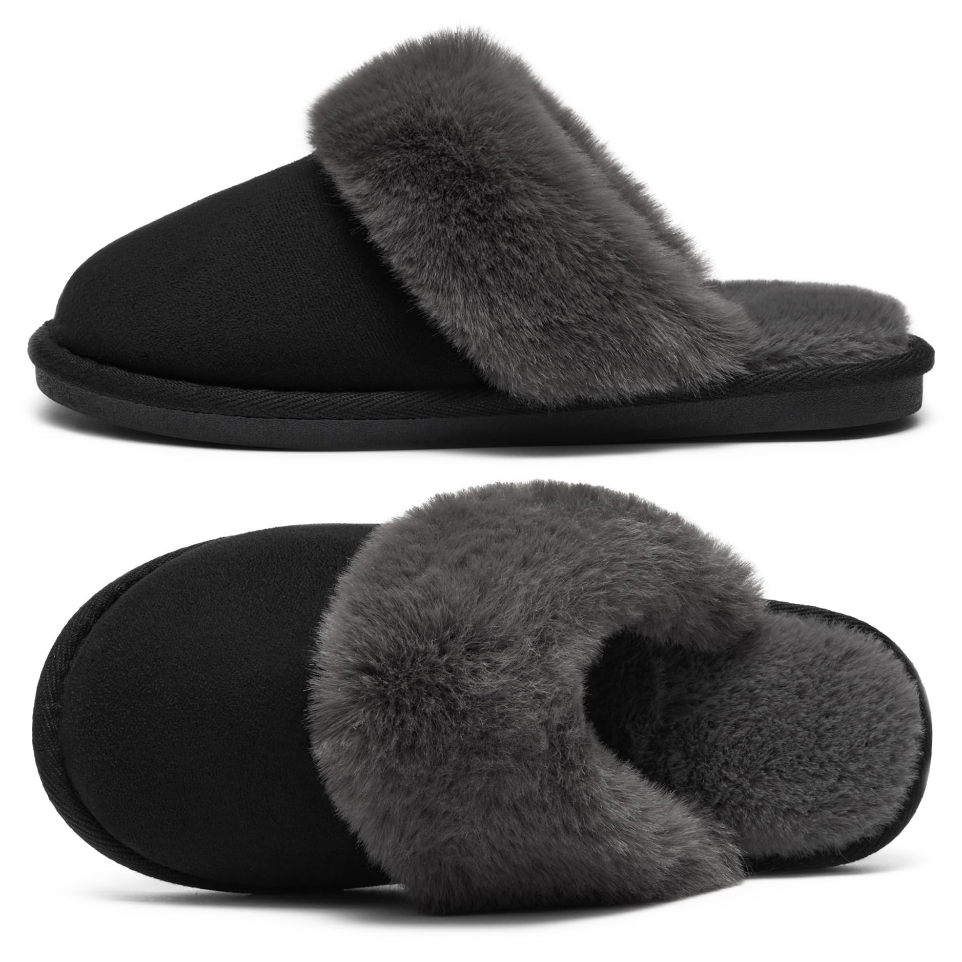 Donpapa Slippers Women Men With Memory Foam Fluffy Winter Ladies Cosy Warm Anti-Slip Plush Fleece Lined House Shoes Indoor Outdoor