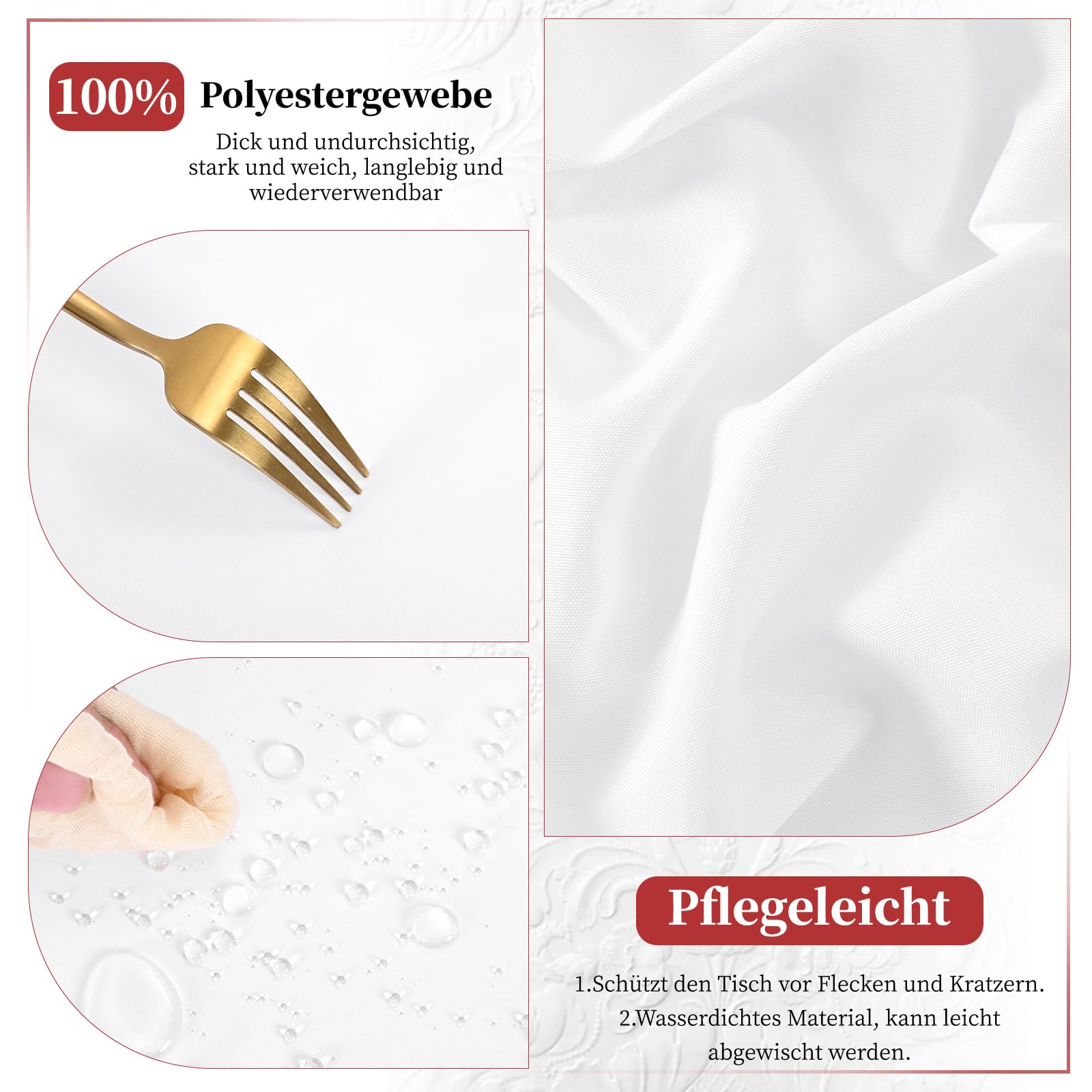 10 sztuk białych obrusów piwnych, uniwersalnych na stoły piwne 50 cm i 70 cm, obrusy na stół piwny, nieprzezroczyste pokrowce na stół piwny, obrusy prostokątne, nadają się do prania, 250 x 100 cm