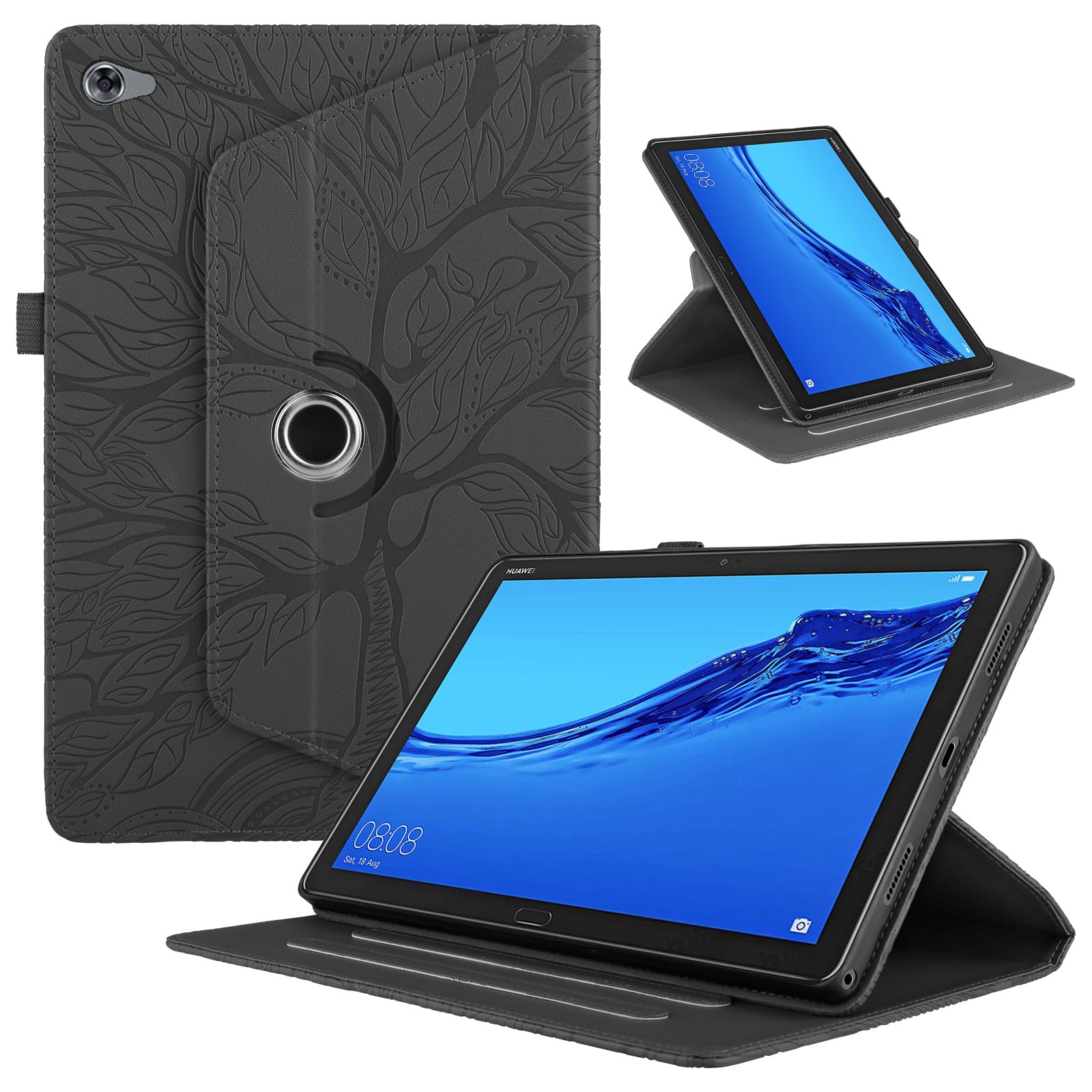 Funda para Samsung Galaxy Tab S9/ S8/ S7 11" (SM-X710/X700/T870) PU Cuero Tablets Protectora Cover 360°Carcasa Giratoria de ángulo Múltiple Stand Función Tablets Funda,Rojo Árboles — view 65