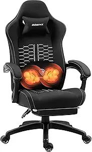 Dowinx Gaming Chair with Heated Massage Lumbar Support, Ergonomic Gaming Computer Chairs with Footrest and Pocket Spring Cushion, Big and Tall PC Gamer Chair for Adult, 330lbs, Black