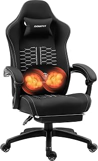 Dowinx Gaming Chair with Heated Massage Lumbar Support, Ergonomic Gaming Computer Chairs with Footrest and Pocket Spring Cushion, Big and Tall PC Gamer Chair for Adult, 330lbs, Black