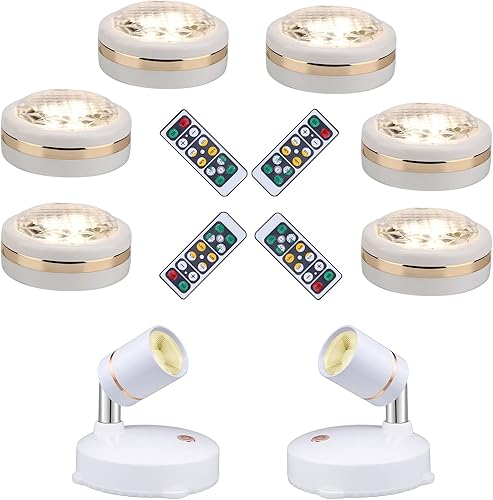 LEASTYLE Luces de disco con pilas para debajo del gabinete, luces adhesivas