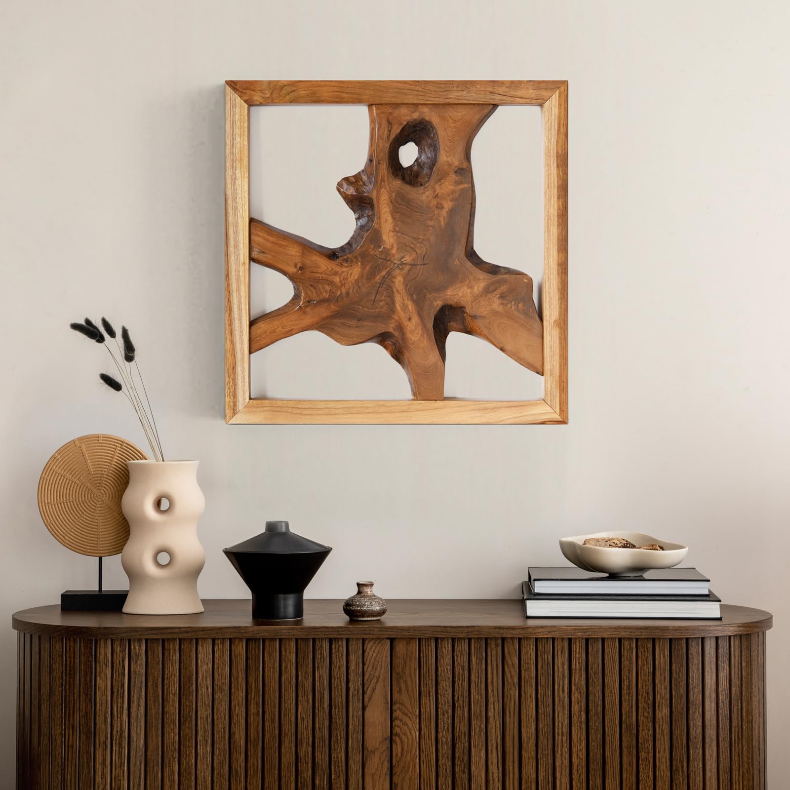 Amazon.com: JOLLYMER Teak Wood Wall Decor, Rustic Wooden Wall Art