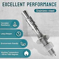 Vista 3 de Anclaje de cuña de 3/8 x 3 pulgadas, anclajes de hormigón de acero inoxidable, sujetadores de pernos de expansión resistentes para ladrillos/bloques