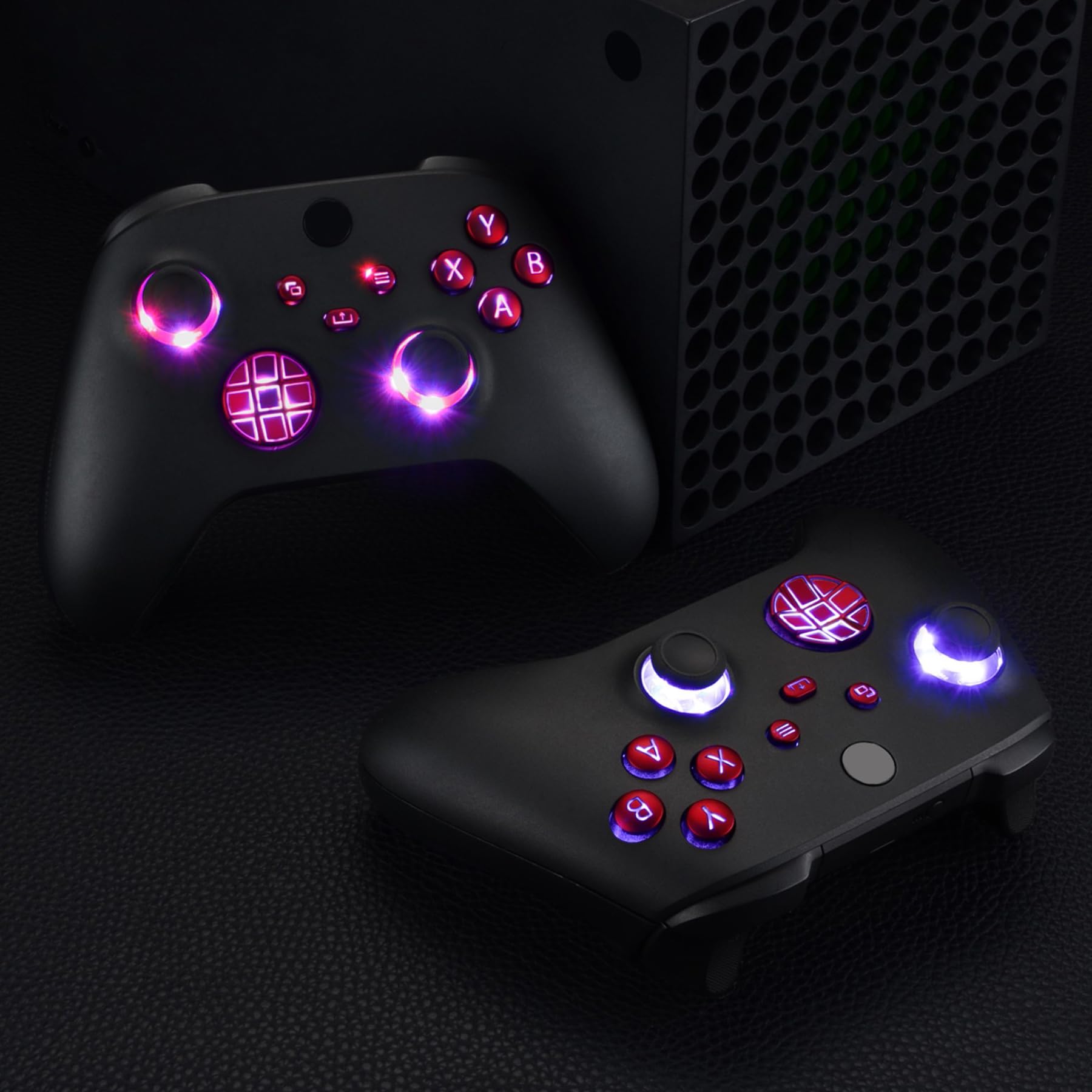 eXtremeRate Multicolori Tasti Luminosi Ricambio per Xbox Series X S Controller LED Kit Rosso Scarlatto