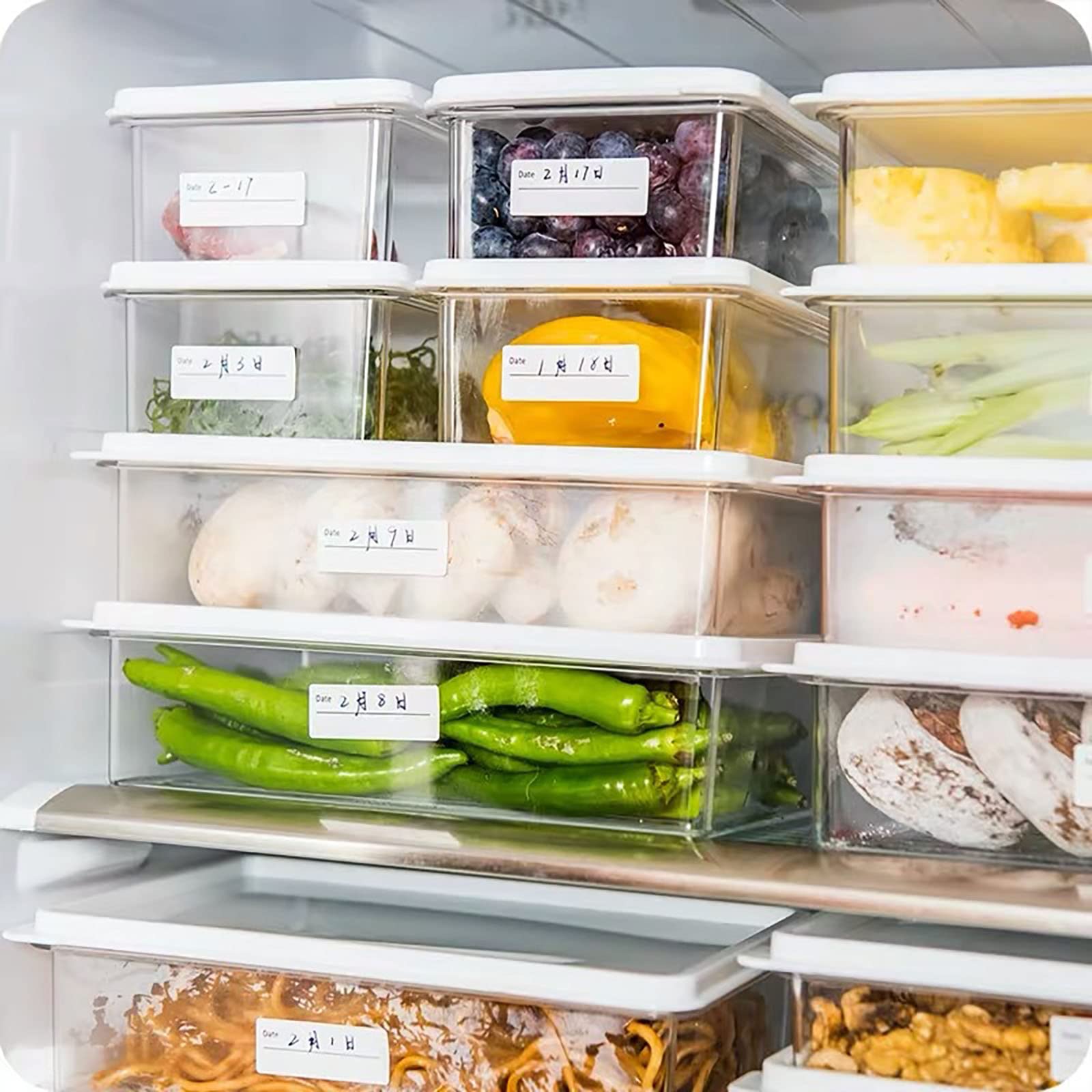BAtlam 3 Paquetes de Caja de Almacenamiento apilable Transparente para Frutas y Verduras, Caja sellada para Alimentos de Cocina, Caja para congelador (tamaño: 450 ml) (450 ml)