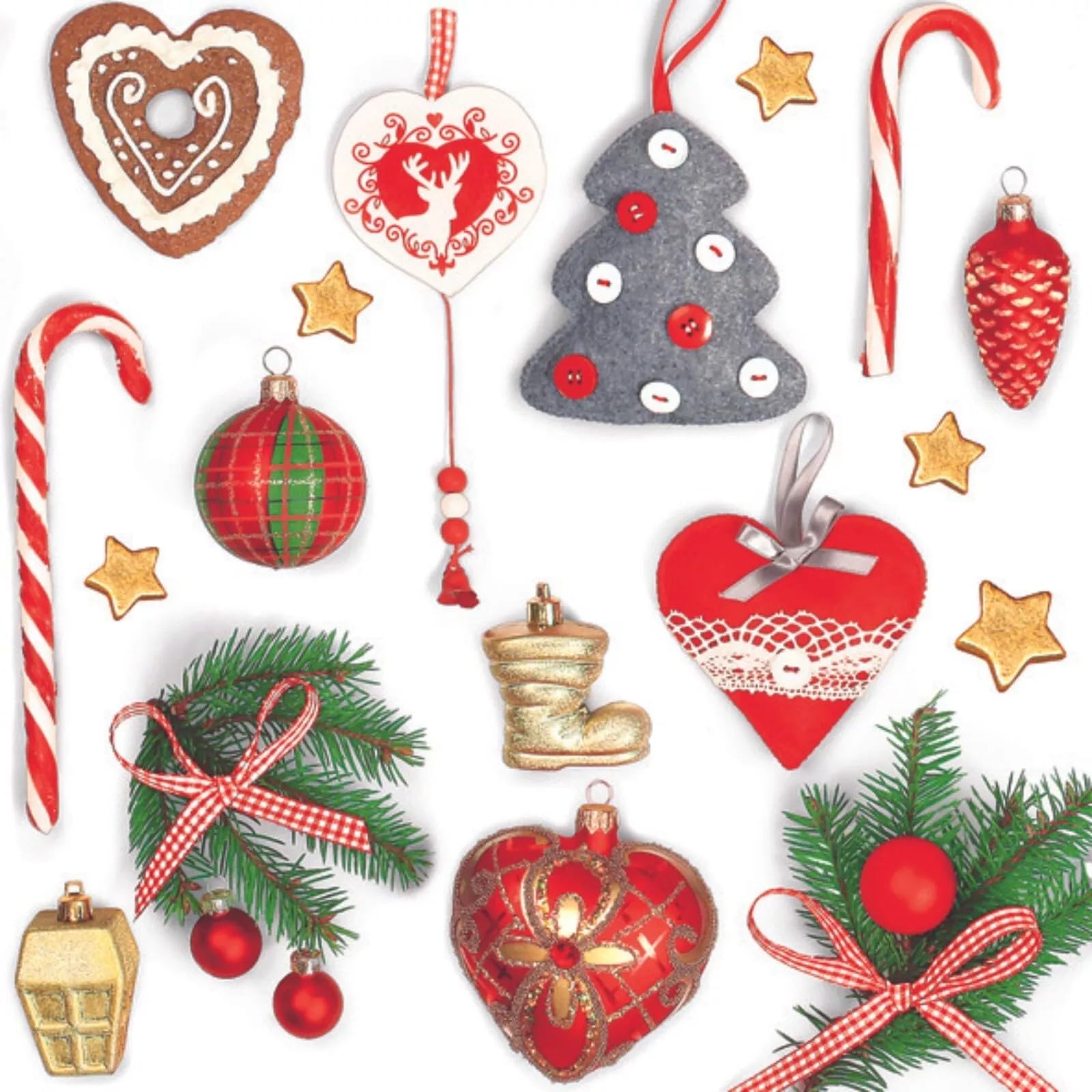 (20) Christmas Decoupage Paper Napkins Vintage Design Tree Ornaments Pack of 20