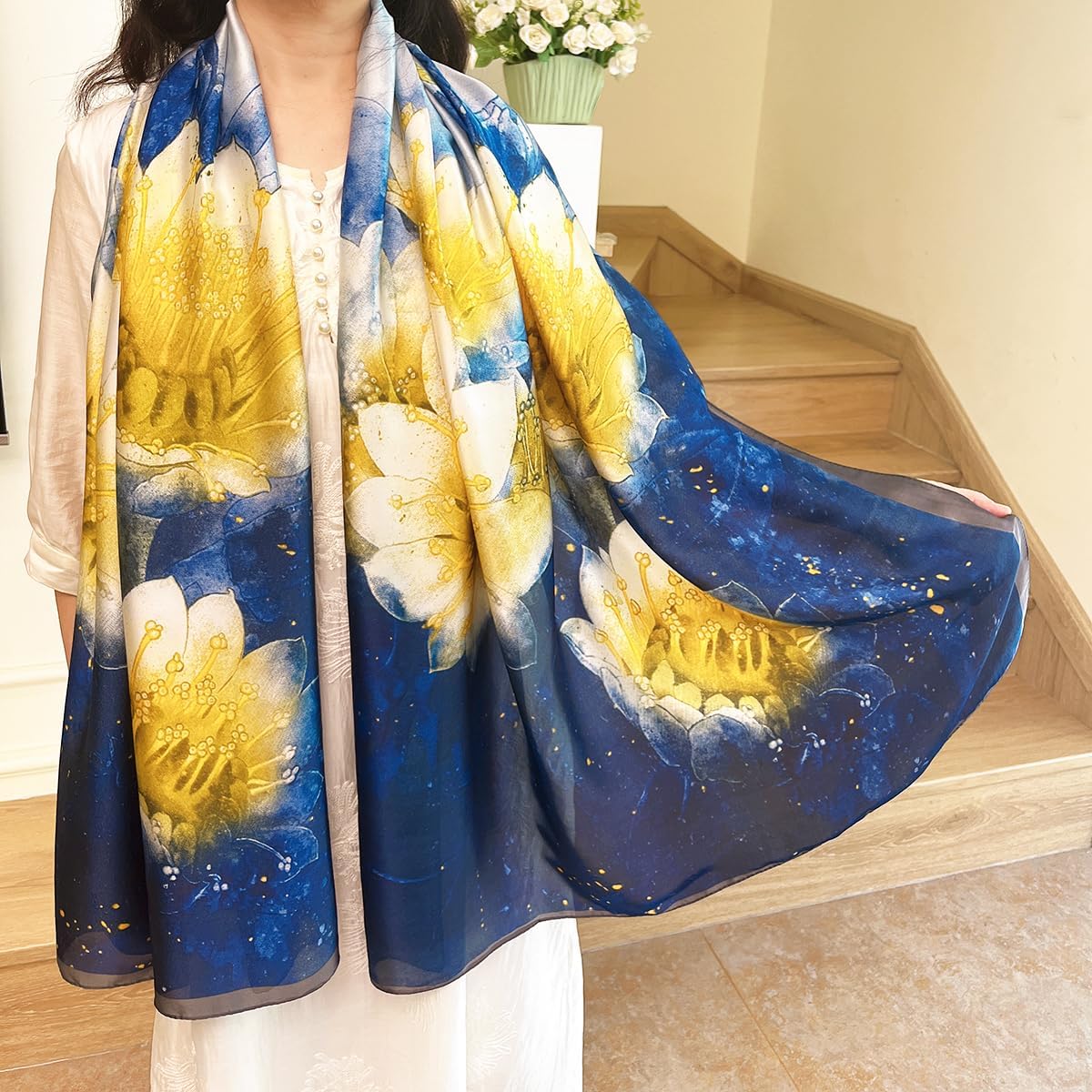 Long Silk Like Scarf Lightweight Satin Scarves Large Sunscreen Shawl Wrap for Women - Image 3