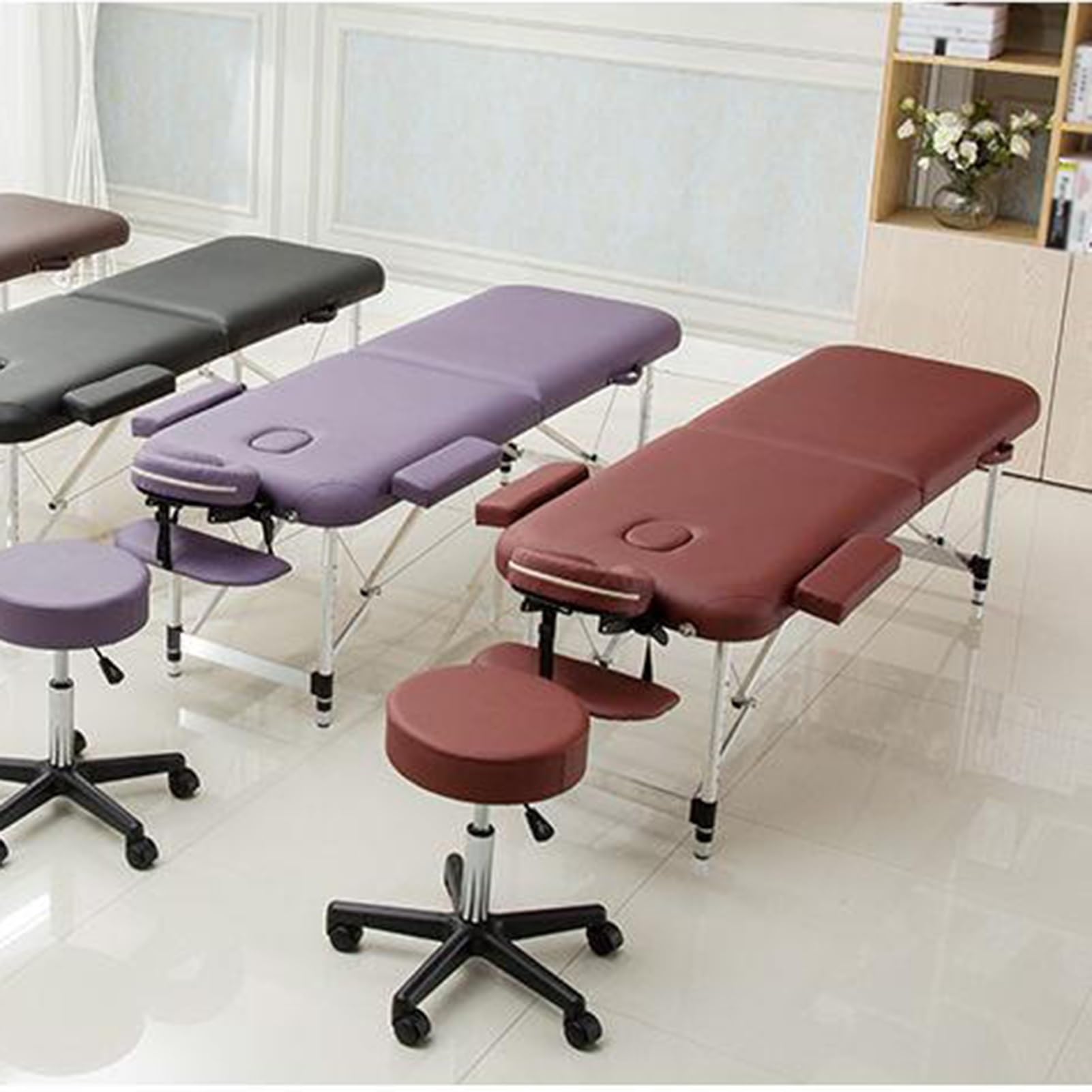 Lettino da massaggio, lettino portatile, telaio in alluminio adatto for camera da letto, spa, casa vacanza, salone di bellezza, può sopportare circa 130 kg(Black,185x60cm)