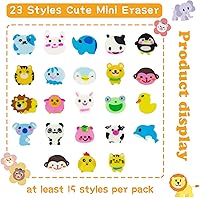 Vista 2 de 300 piezas de mini borradores de animales, surtido de borradores de lápices novedosos a granel para recompensas, premios y relleno de regalo