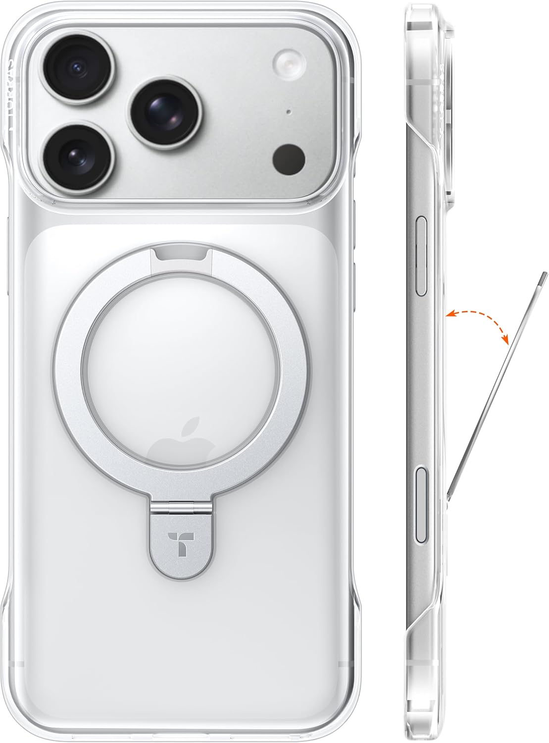 torras ostand for iphone 17 pro max case, slim magnetic stand, fit for magsafe, open-edge with thin fit, anti-yellow clear, hard pc, borderless phone case for iphone 17 pro max, 6.9'', drop protection iphone 17 pro max clear