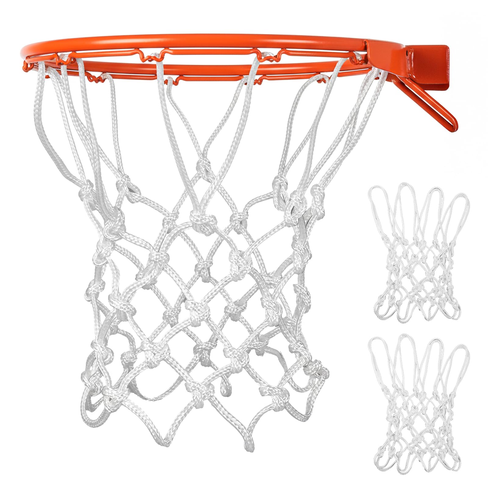 Lot de 2 mini filets de basket-ball de rechange pour petits cerceaux de basket-ball, accessoires toutes saisons, anti-fouet, 8 boucles, petit filet de panier pour chambre, intérieur et