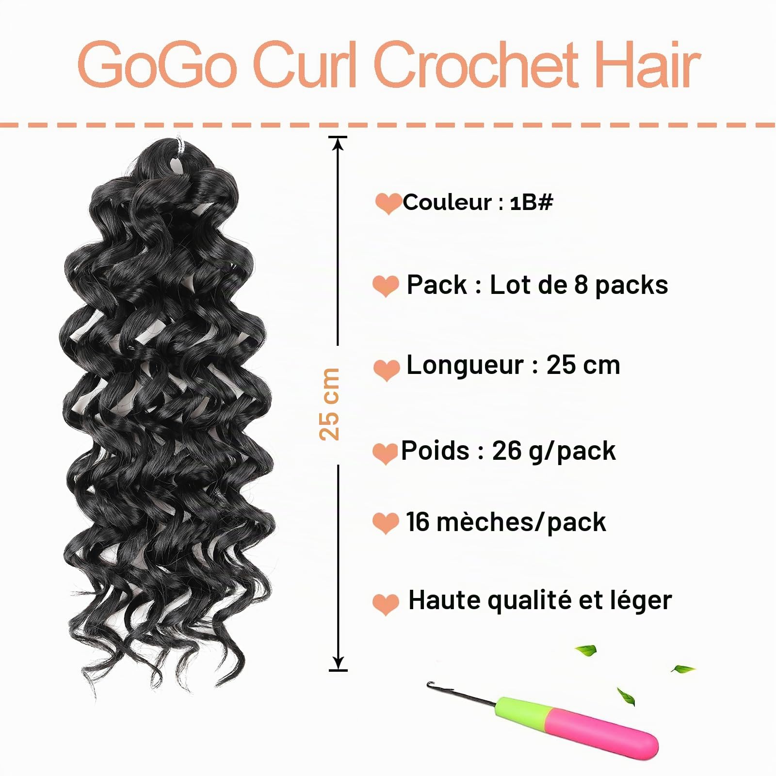 8 Packs GoGo Curl au Crochet cheveux 10 pouces court au Crochet cheveux bouclés pour les femmes Water Wave Beach Curl Deep Twist au Crochet tresses synthétique tresse Extensions de cheveux