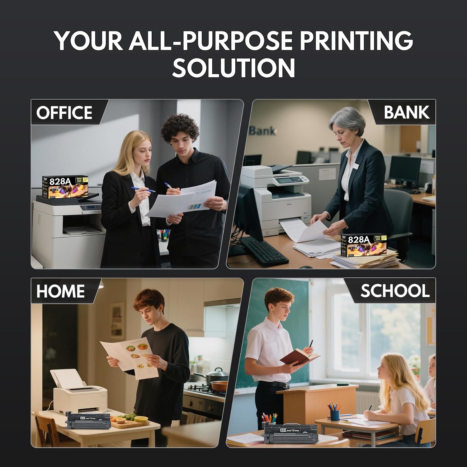 828A Image Drum Unit with Chip 4-Pack Replacement for HP 828A CF358A CF359A CF364A CF365A Toner Color Enterprise Flow MFP M880z+ M880z M880z+NFC, M855dn M855xh Printer (Black, Cyan, Magenta, Yellow)